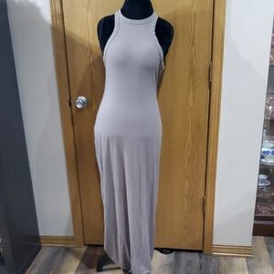SKIMS Gray Halter Sheath Maxi Dress